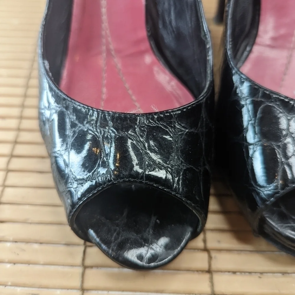 kate spade new york shoes black alligator embossed leather 4